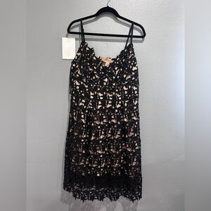 City Chic Black Lace Dress with Nude Lining